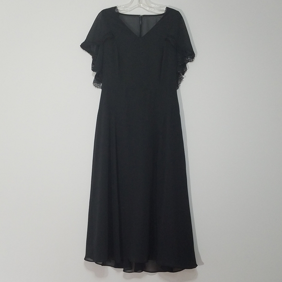 Nanette Lepore Cape Sleeve w Lace Chiffon Dress 6 - Picture 11 of 12